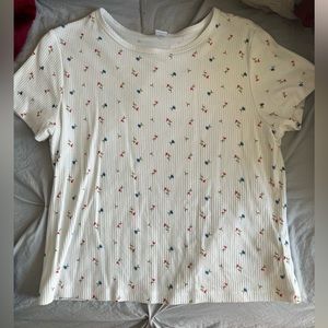 White with flowers short sleeve